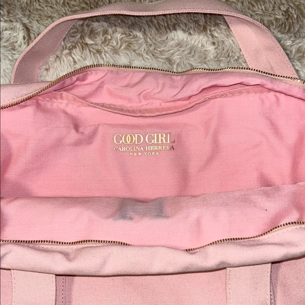 Carolina Herrera Pink Textured Tote Bag with Logo